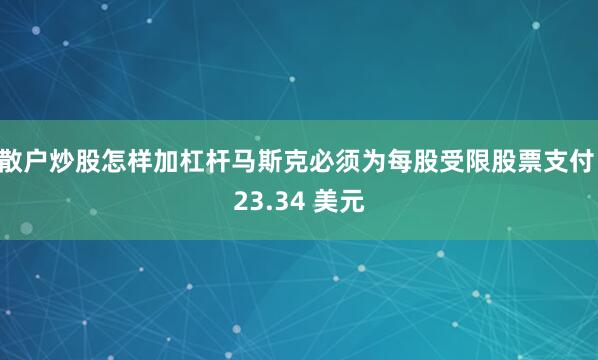 散户炒股怎样加杠杆马斯克必须为每股受限股票支付 23.34 美元